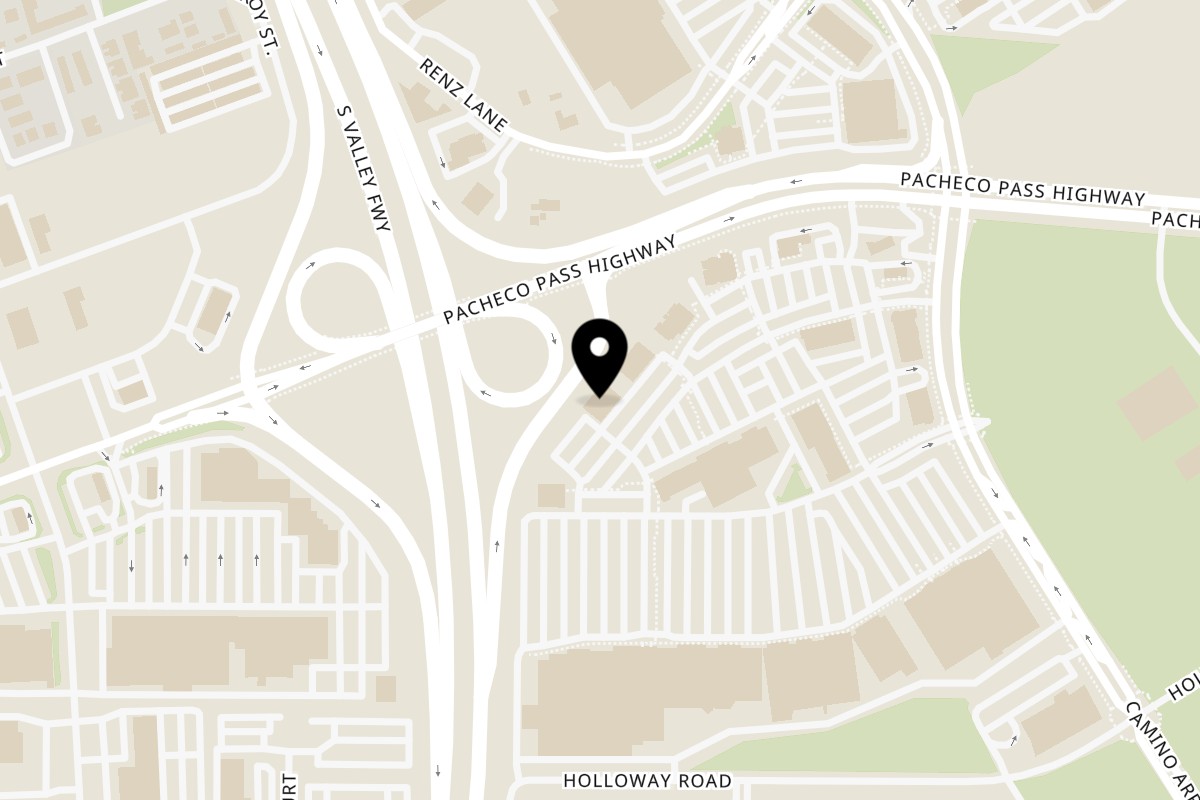 Map showing the location of Sushi Omakase Gilroy on 6905 Camino Arroyo Dr in Gilroy